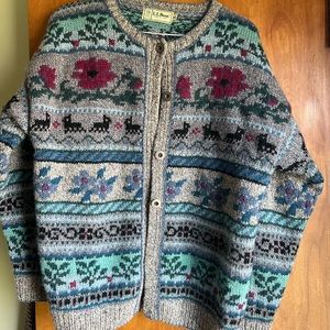 XL fair isle wool cardigan L.L. Bean